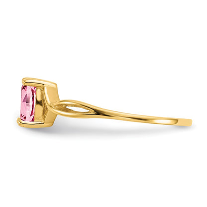 10k Polished 6x4mm Oval Genuine October/ Pink Tourmaline Birthstone Size 7 Ring