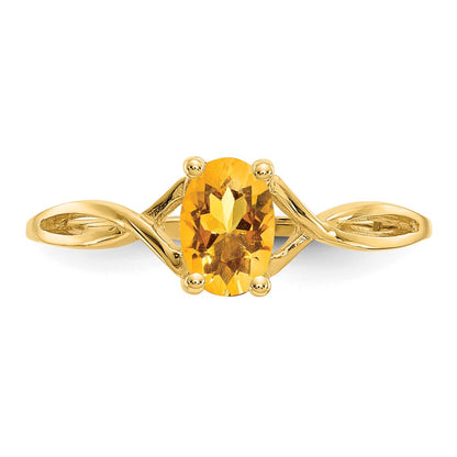 10k Polished 6x4mm Oval Genuine November/ Citrine Birthstone Size 7 Ring