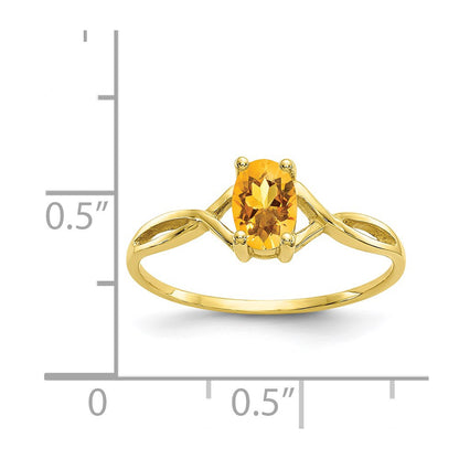 10k Polished 6x4mm Oval Genuine November/ Citrine Birthstone Size 7 Ring