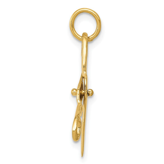 10k 3-D Moveable Scissors Charm