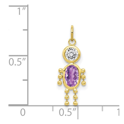 10k February Boy Purple Imitation Birthstone Charm
