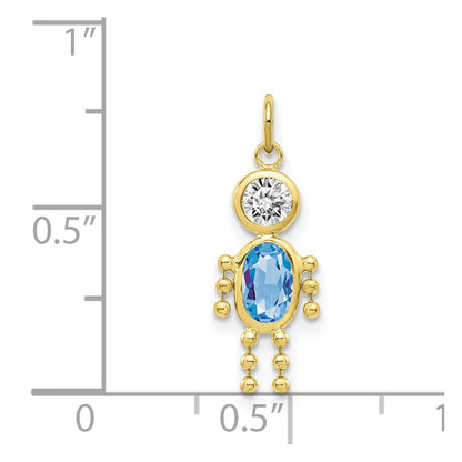 10k March Boy Light Blue Imitation Birthstone Charm