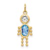 10k March Boy Light Blue Imitation Birthstone Charm