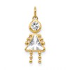10k April Girl Clear Imitation Birthstone Charm