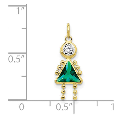 10k May Girl Green Imitation Birthstone Charm