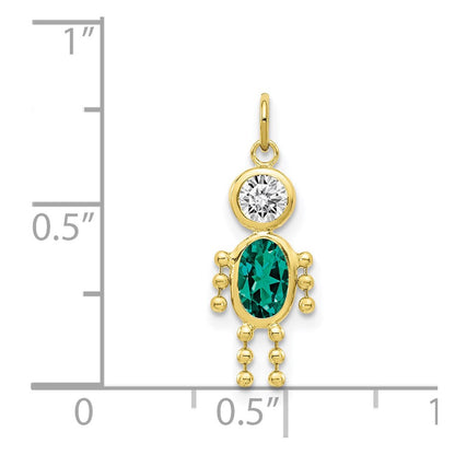 10k May Boy Green Imitation Birthstone Charm