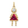 10k July Girl Red Imitation Birthstone Charm