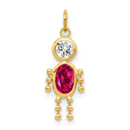 10k July Boy Red Imitation Birthstone Charm