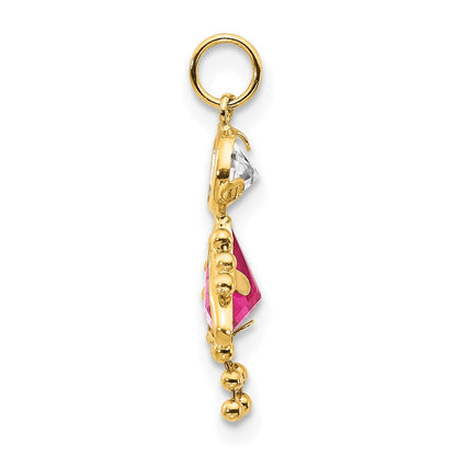 10k October Girl Pink Imitation Birthstone Charm