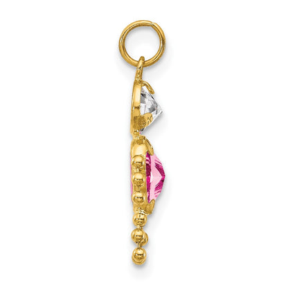 10k October Boy Pink Imitation Birthstone Charm