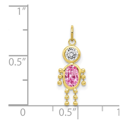 10k October Boy Pink Imitation Birthstone Charm