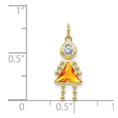 10k November Girl Yellow Imitation Birthstone Charm