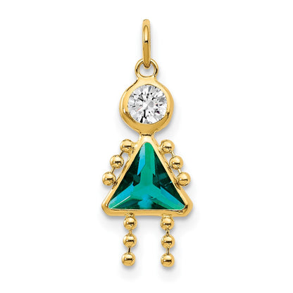 10k December Girl Blue-Green Imitation Birthstone Charm