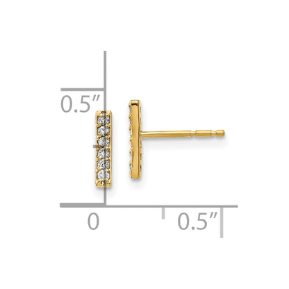 10k 1/10 carat Diamond Bar Post Earrings