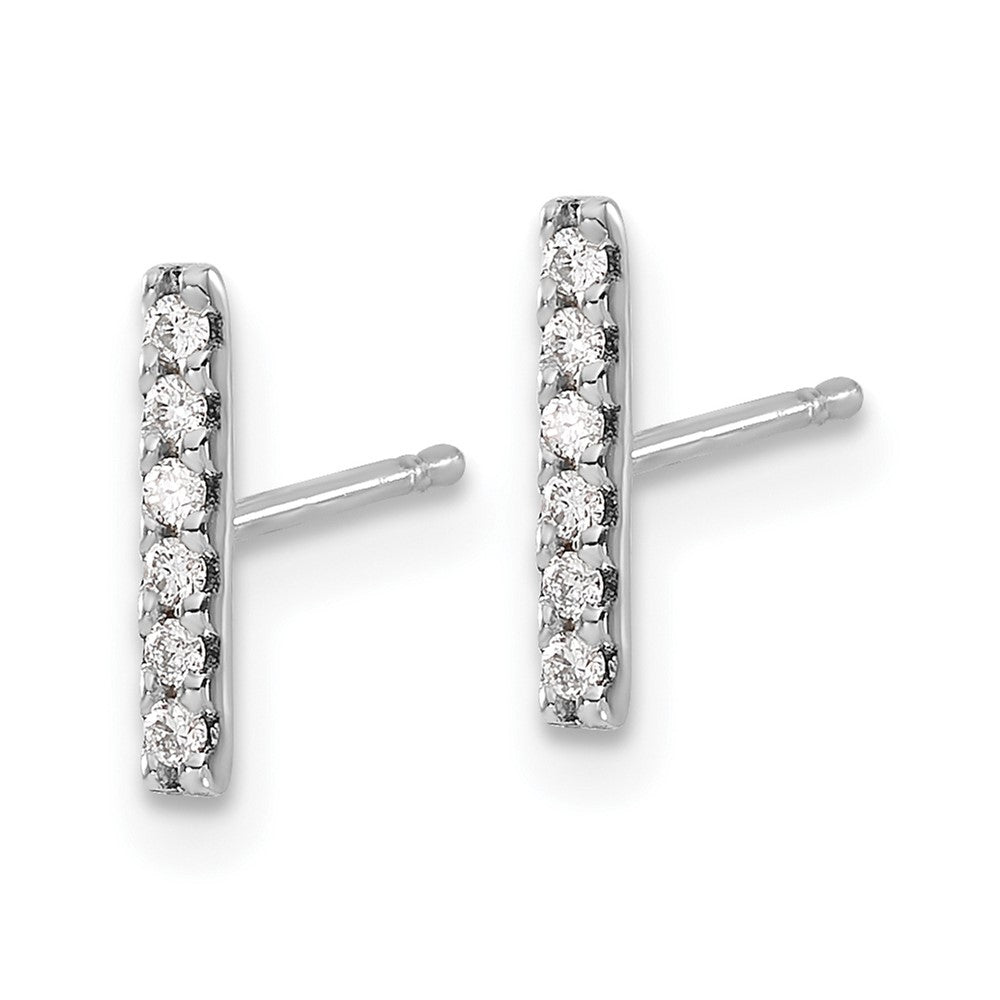 10k White Gold 1/10 carat Diamond Bar Post Earrings