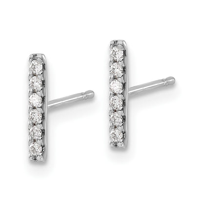 10k White Gold 1/10 carat Diamond Bar Post Earrings