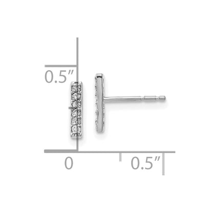 10k White Gold 1/10 carat Diamond Bar Post Earrings