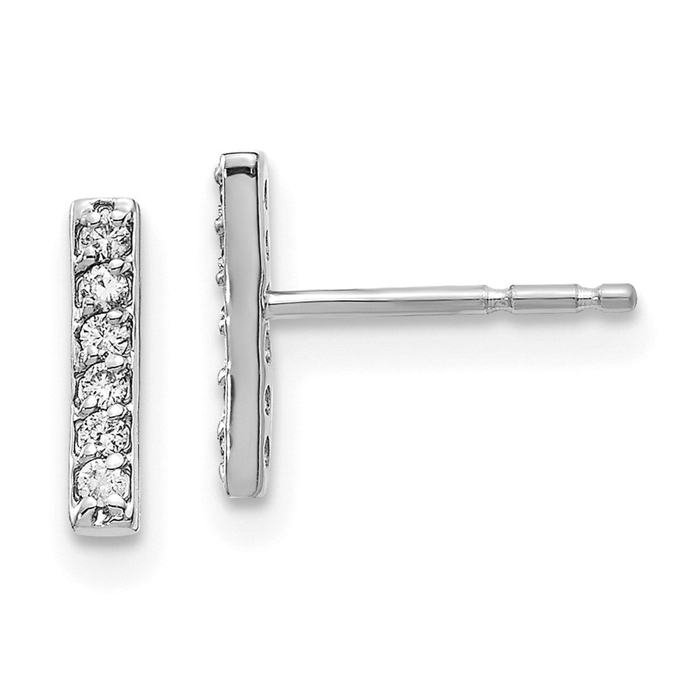 10k White Gold 1/10 carat Diamond Bar Post Earrings