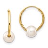 10k 5-6mm White Semi-round Freshwater Cultured Pearl Endless Hoop Earrings