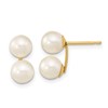 10k 6-7mm White Round Freshwater Cultured Double Pearl Post Earrings