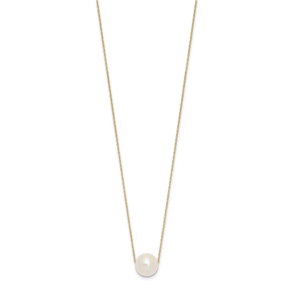 10k 10-11mm White Round Freshwater Cultured Pearl 17 inch Rope Necklace