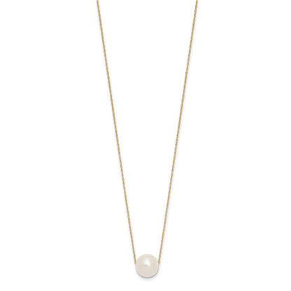 10k 10-11mm White Semi-Round Freshwater Cultured Pearl 17 inch Rope Necklace