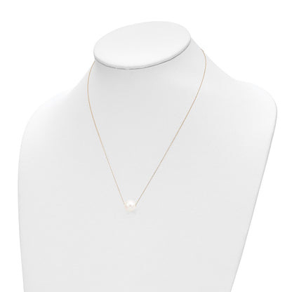 10k 10-11mm White Semi-Round Freshwater Cultured Pearl 17 inch Rope Necklace