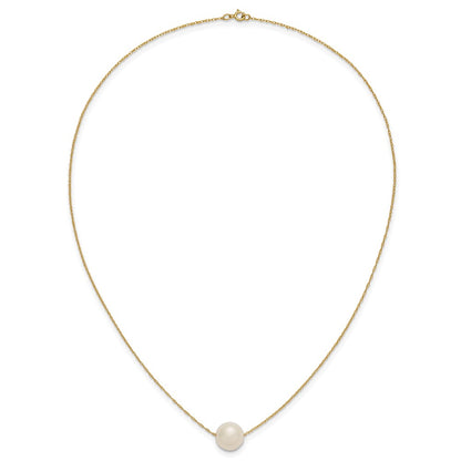10k 10-11mm White Semi-Round Freshwater Cultured Pearl 17 inch Rope Necklace