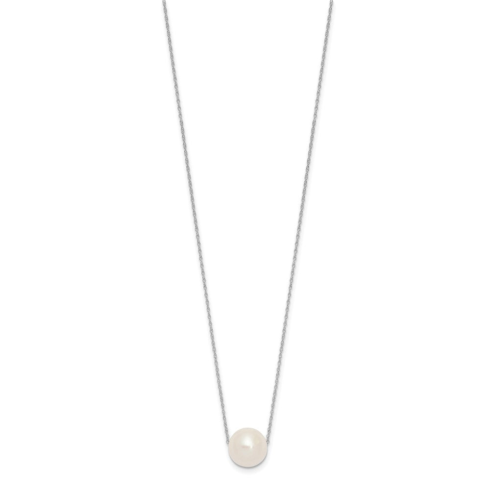 10k White Gold 10-11mm White Semi-Round Freshwater Cultured Pearl 17 inch Rope Necklace