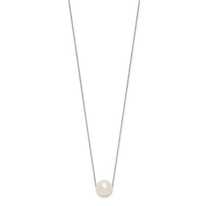 10k White Gold 10-11mm White Semi-Round Freshwater Cultured Pearl 17 inch Rope Necklace