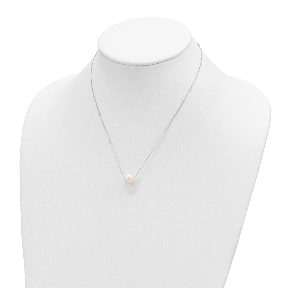 10k White Gold 10-11mm White Semi-Round Freshwater Cultured Pearl 17 inch Rope Necklace