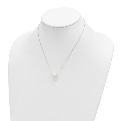 10k White Gold 10-11mm White Semi-Round Freshwater Cultured Pearl 17 inch Rope Necklace