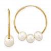10k 6-7mm White Semi-Round Freshwater Cultured Pearl Endless Hoop Earrings