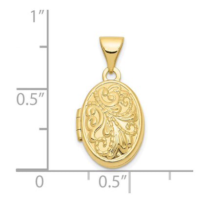 10k 13mm Beaded Scroll Design Oval Locket