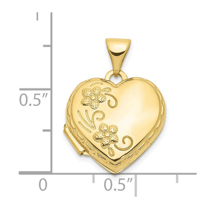 10k 15mm Domed Floral Heart Locket