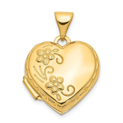 10k 15mm Domed Floral Heart Locket