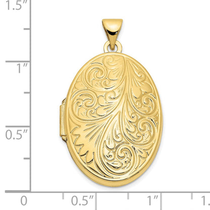 10k 26mm Domed Scroll Oval Locket