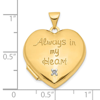 10k Two-tone 21mm ALWAYS IN MY HEART with Heart Charm Inside Diamond Heart Locket