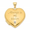 10k Two-tone 21mm ALWAYS IN MY HEART with Heart Charm Inside Diamond Heart Locket
