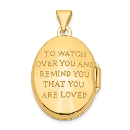 10k and White Rhodium 21mm Reversible Guardian Angel/TO WATCH OVER YOU... Oval Locket