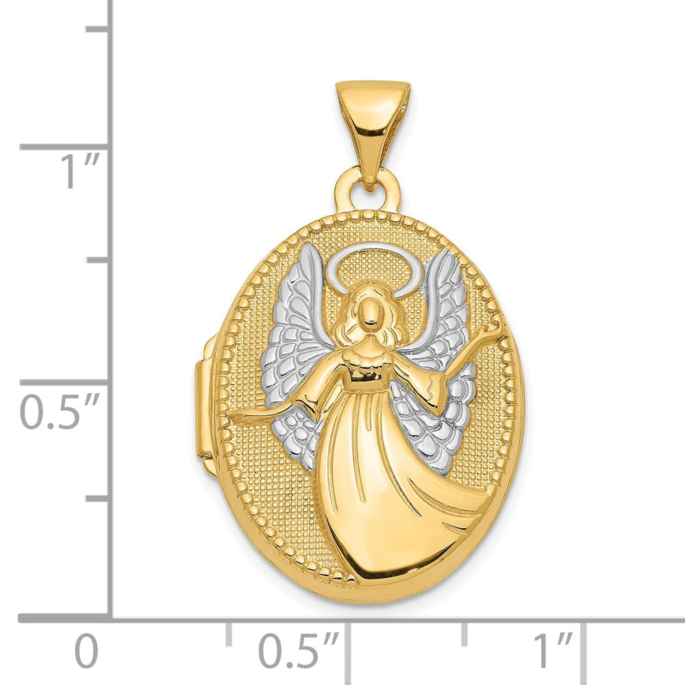 10k and White Rhodium 21mm Reversible Guardian Angel/TO WATCH OVER YOU... Oval Locket