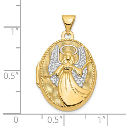10k and White Rhodium 21mm Reversible Guardian Angel/TO WATCH OVER YOU... Oval Locket