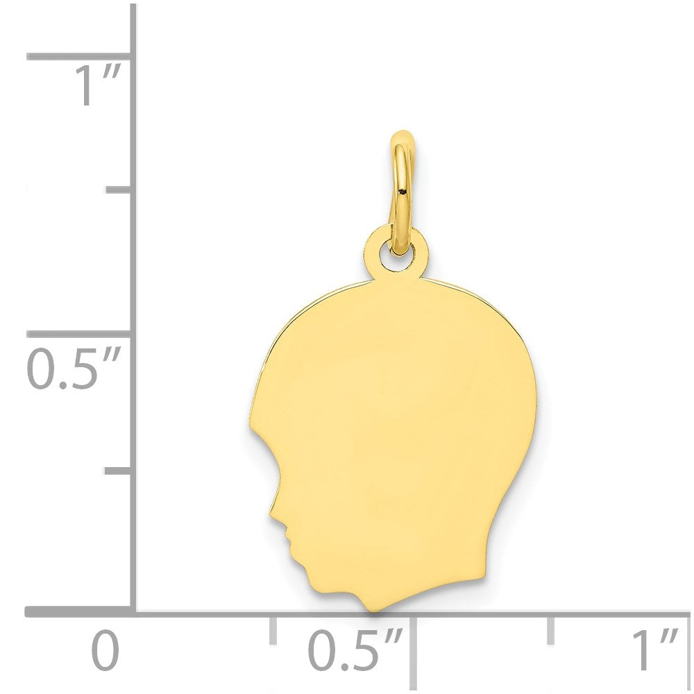 10K Plain Medium .013 Gauge Facing Left 12x15mm Engravable Boy Head Charm