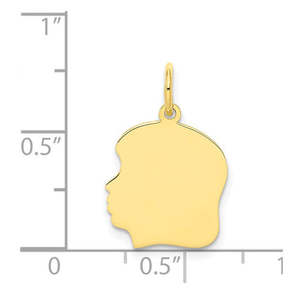 10K Plain Medium .013 Gauge Facing Left 13x14mm Engravable Girl Head Charm