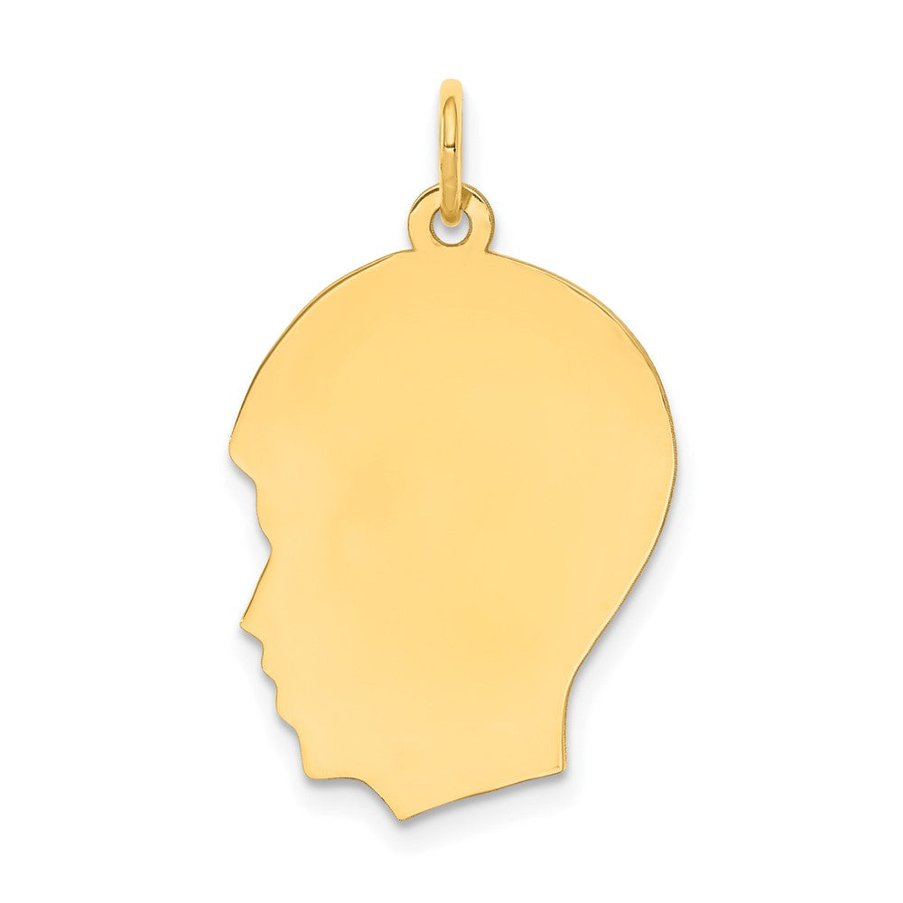 10K Plain Medium .018 Gauge Facing Right 16x21mm Engravable Boy Head Charm