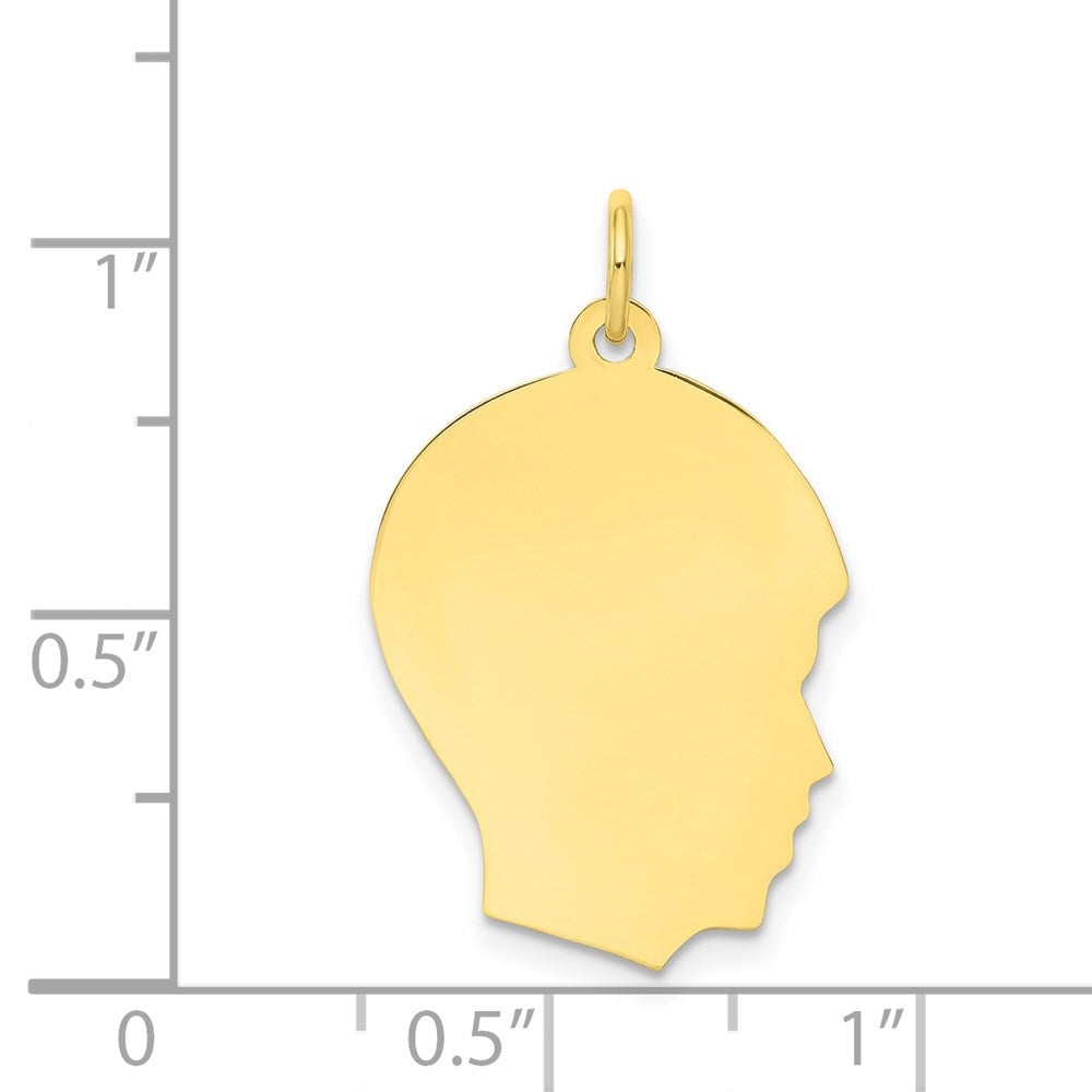 10K Plain Medium .013 Gauge Facing Right 16x21mm Engravable Boy Head Charm