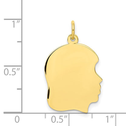 10K Plain Medium .013 Gauge Facing Right 16x19mm Engravable Girl Head Charm