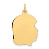 10K Plain Medium .018 Gauge Facing Right 16x19mm Engravable Girl Head Charm