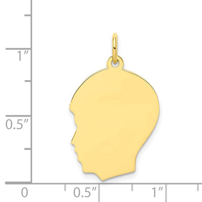10K Plain Medium .013 Gauge Facing Left 16x21mm Engravable Boy Head Charm