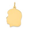 10K Plain Medium .018 Gauge Facing Left 16x19mm Engravable Girl Head Charm